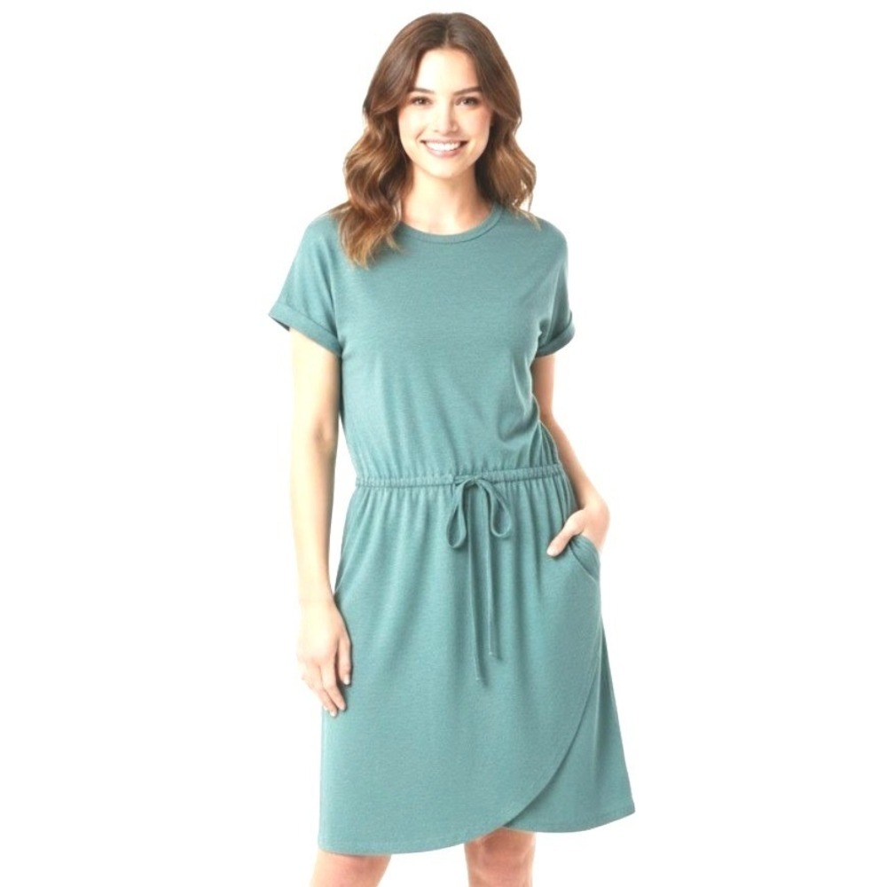Gap Wrap Skirt Dress Womens Small‎ Blue Heathered Knit Drawstring Waist Casual